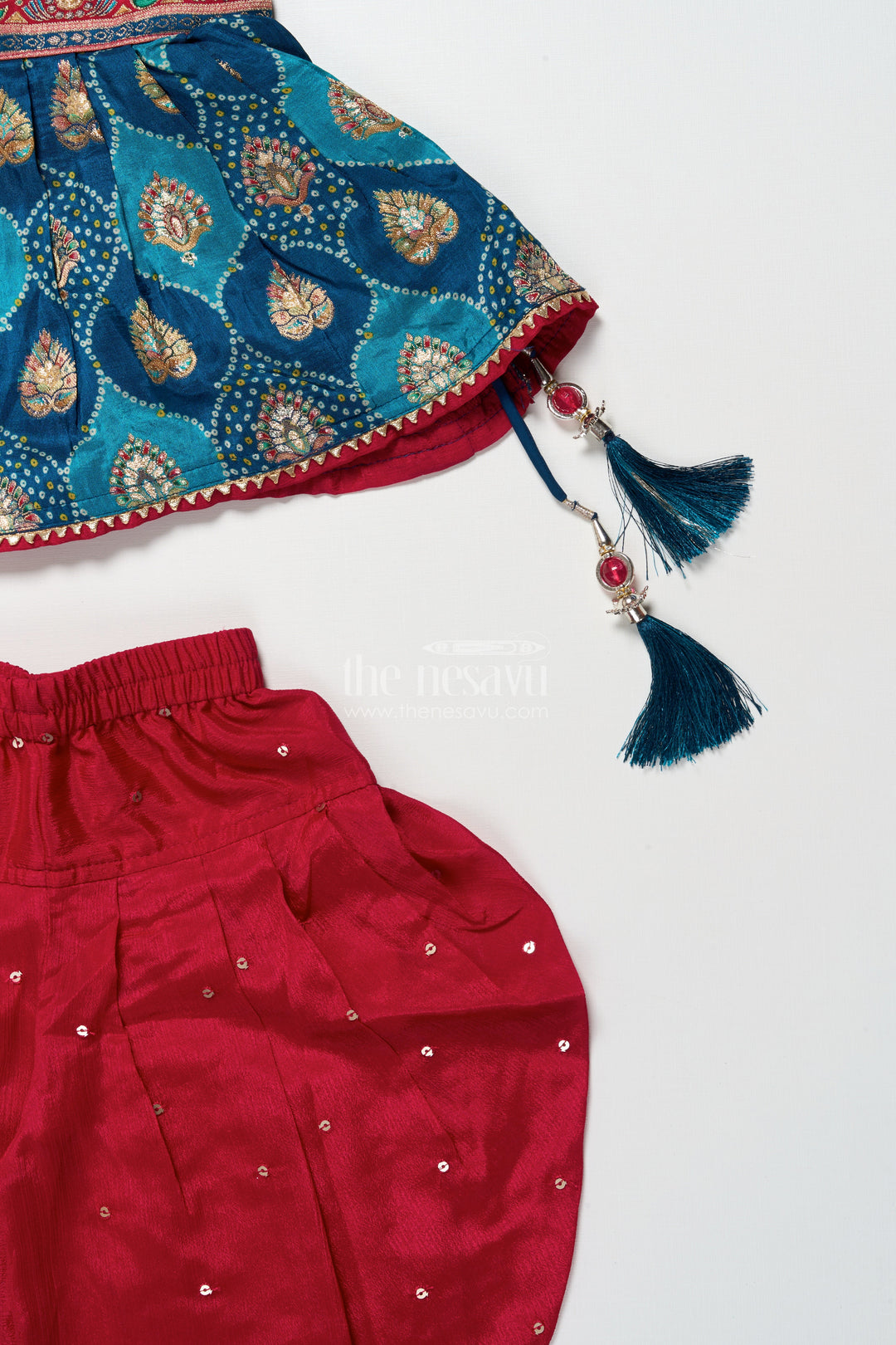 The Nesavu Girls Dothi Sets Baby Girl Ethnic Dhoti Set with Designer Yoke for Cultural Celebrations Nesavu Nesavu baby girl ethnic dhoti set designer blouse birthday festive occasions