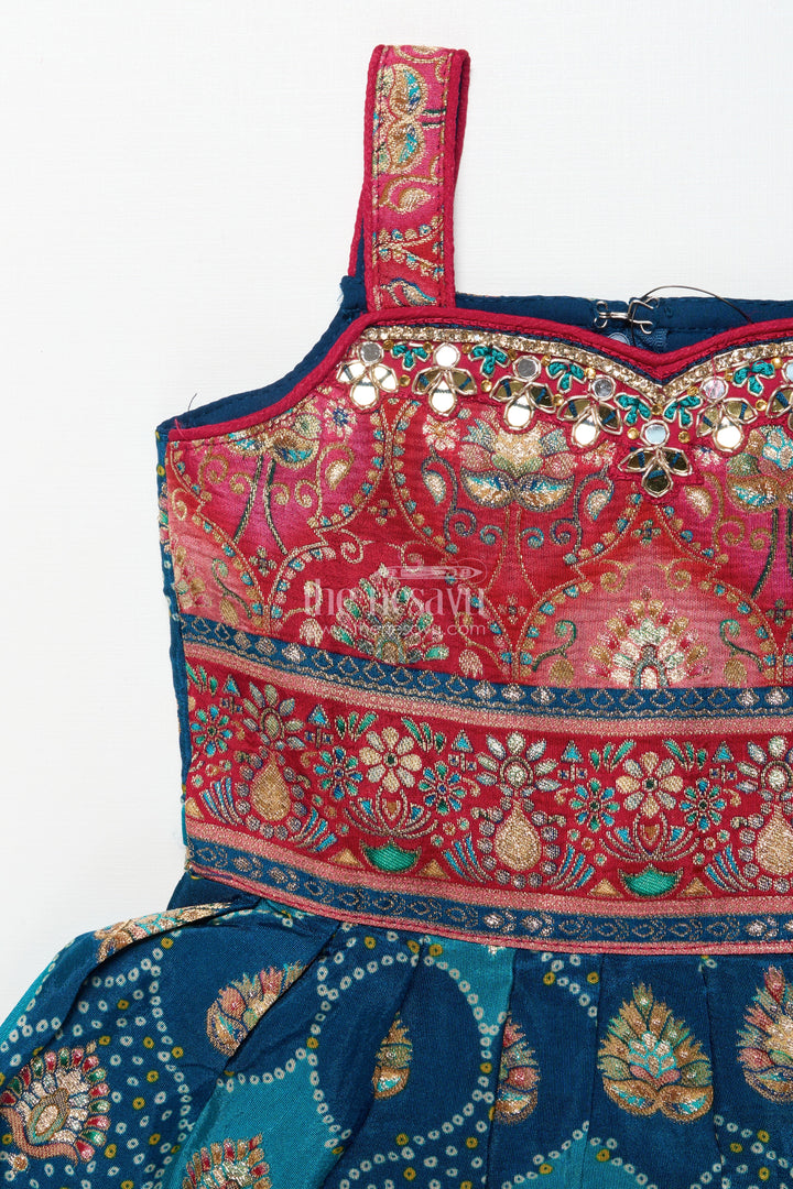 The Nesavu Girls Dothi Sets Baby Girl Ethnic Dhoti Set with Designer Yoke for Cultural Celebrations Nesavu Nesavu baby girl ethnic dhoti set designer blouse birthday festive occasions