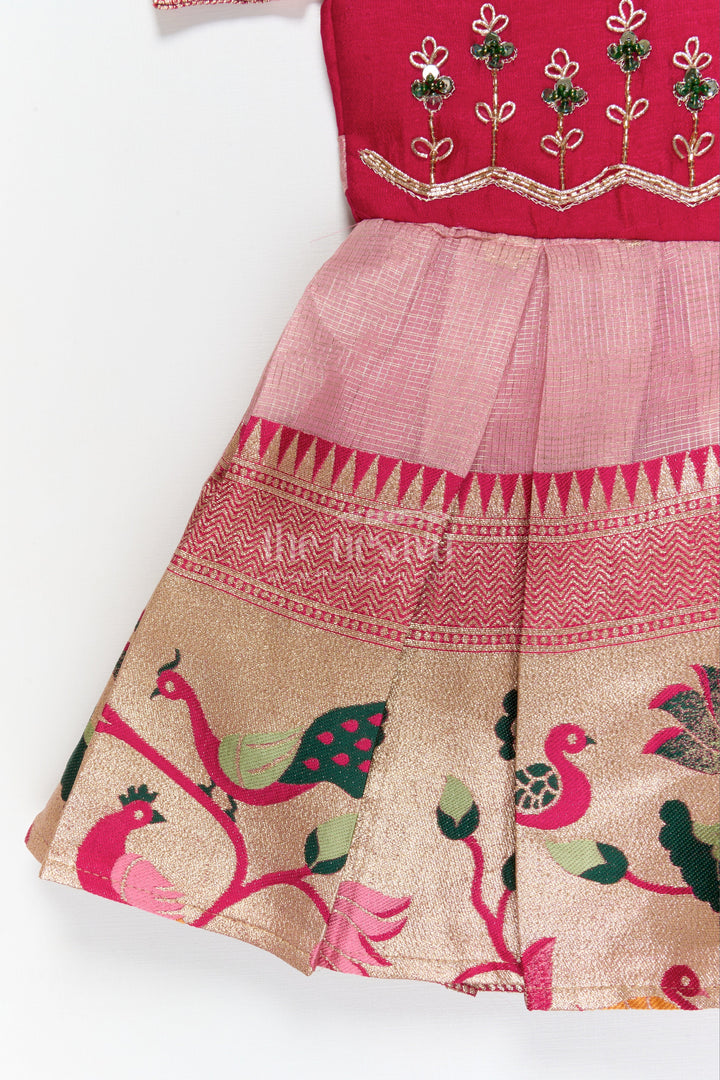 The Nesavu Silk Frock Baby Girl Ethnic Frock for Festive Family Functions and Photos Nesavu Nesavu baby girl ethnic silk frock with zari border for weddings, birthdays, and festive photos