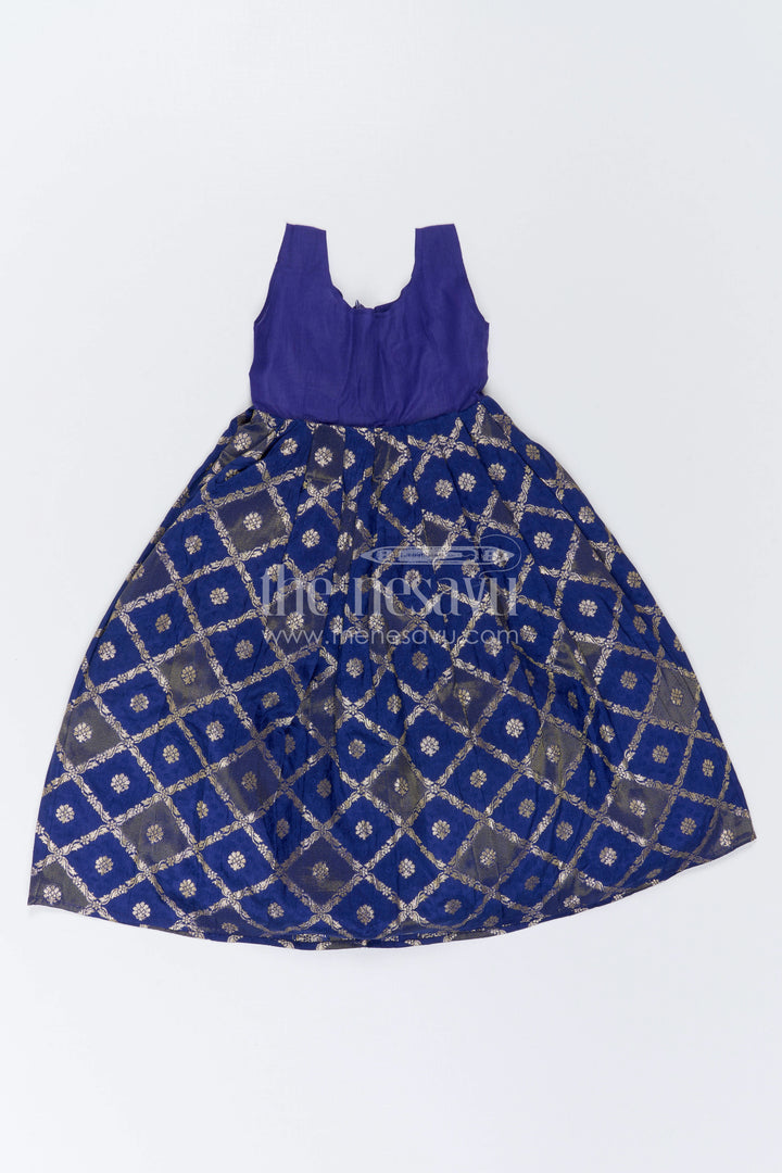 The Nesavu Pattu Pavadai Baby Girl Ethnic Pavadai Set for Festive Photo Moments Nesavu 18 (2Y) / Peach / Semi Banarasi GPP392B-18 Nesavu Baby Girl Ethnic Pavadai Set With Woven Banaras Skirt For Festive Occasions