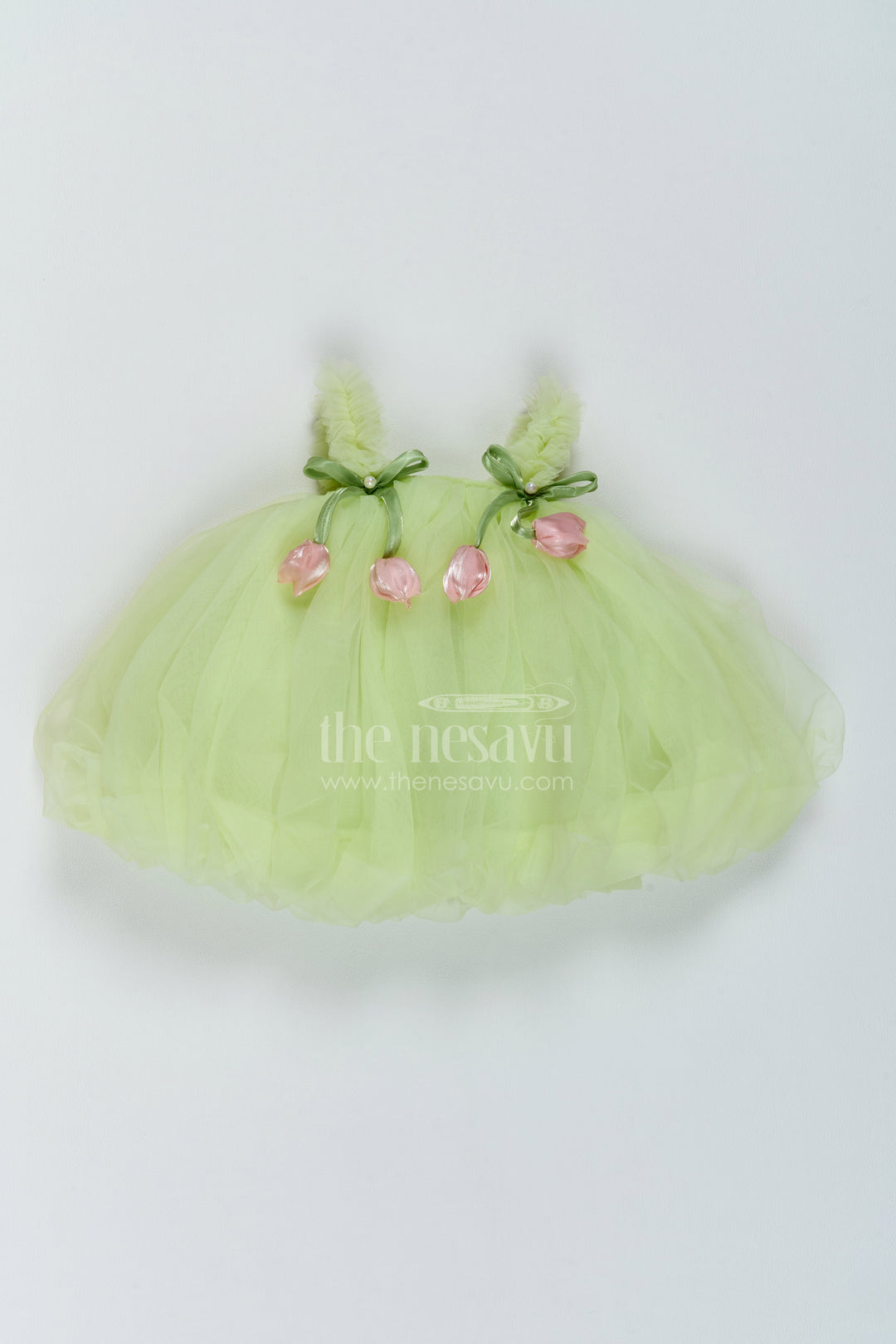 The Nesavu Girls Fancy Party Frock Baby Girl Fairy Frock for First Birthday and Garden Photoshoots Nesavu 12 (3M) / Green / Plain Net PF335A-12 Nesavu Baby Girl Fairy Net Frock For First Birthday Garden Photoshoots And Milestone Celebrations