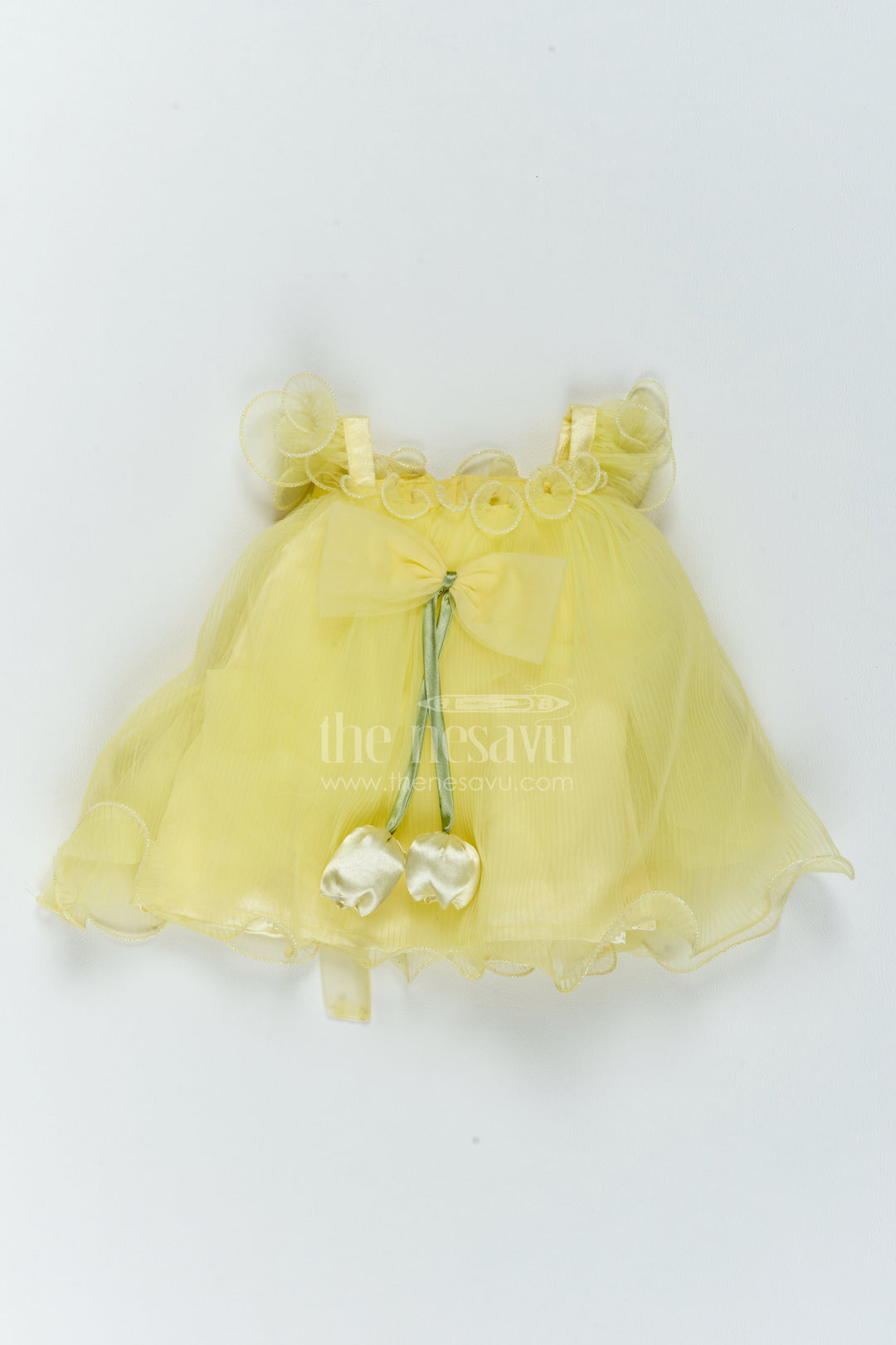 The Nesavu Girls Fancy Party Frock Baby Girl Fairy Frock for Milestone Birthdays and Celebration Portraits Nesavu 12 (3M) / Yellow / Plain Net PF330B-12 Nesavu Baby Girl Fairy Net Frock For Milestone Birthdays Celebration Portraits And Special Family Occasions