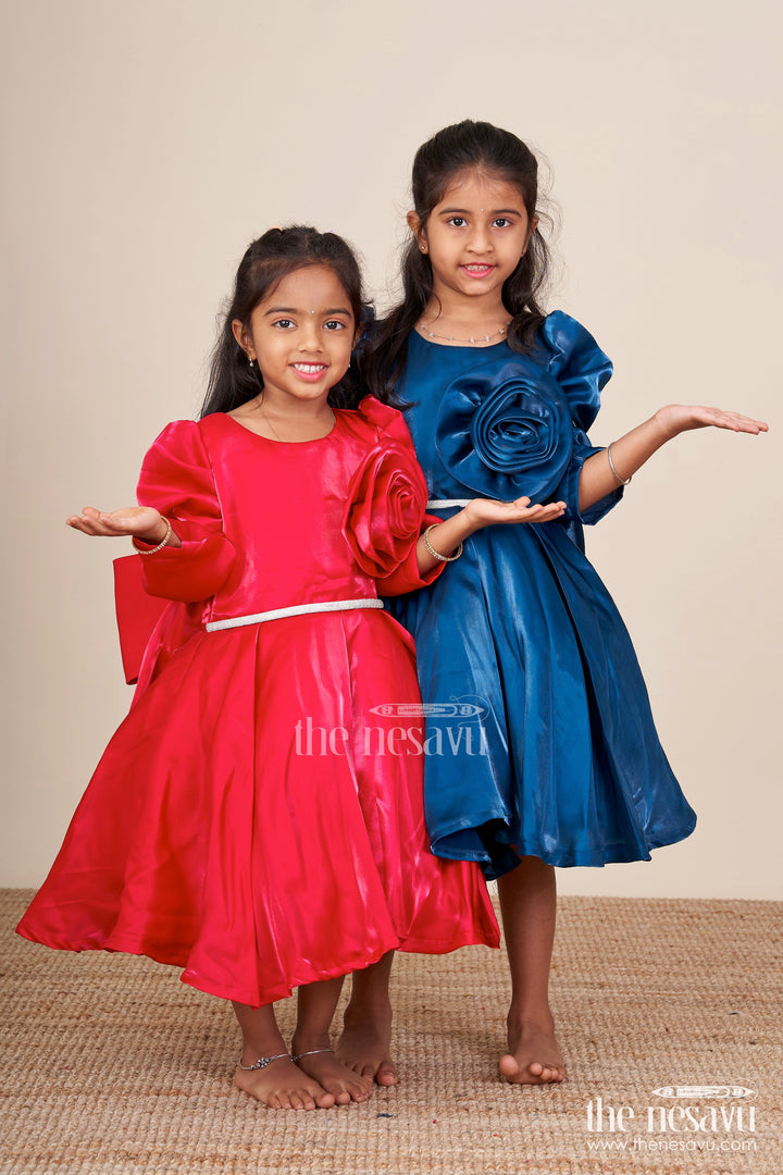 The Nesavu Girls Fancy Party Frock Baby Girl Fancy Frock for Birthday Celebrations and Party Moments Nesavu Nesavu baby girl party frock satin fabric embellished stone belt birthdays