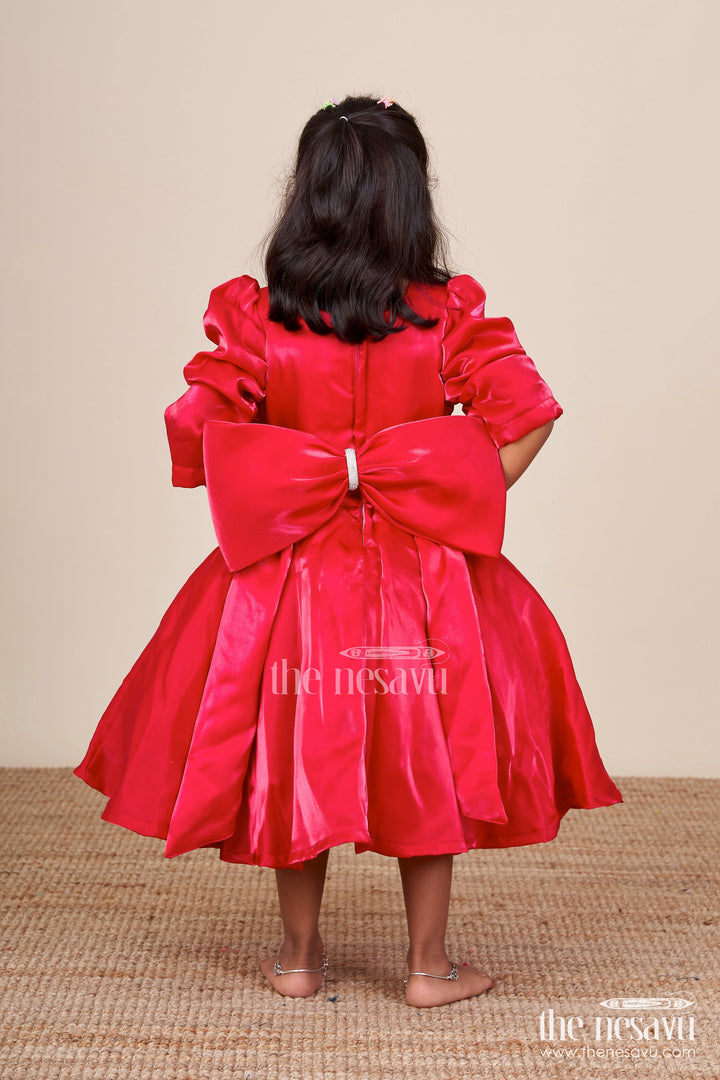 The Nesavu Girls Fancy Party Frock Baby Girl Fancy Frock for Birthday Celebrations and Party Moments Nesavu Nesavu baby girl party frock satin fabric embellished stone belt birthdays