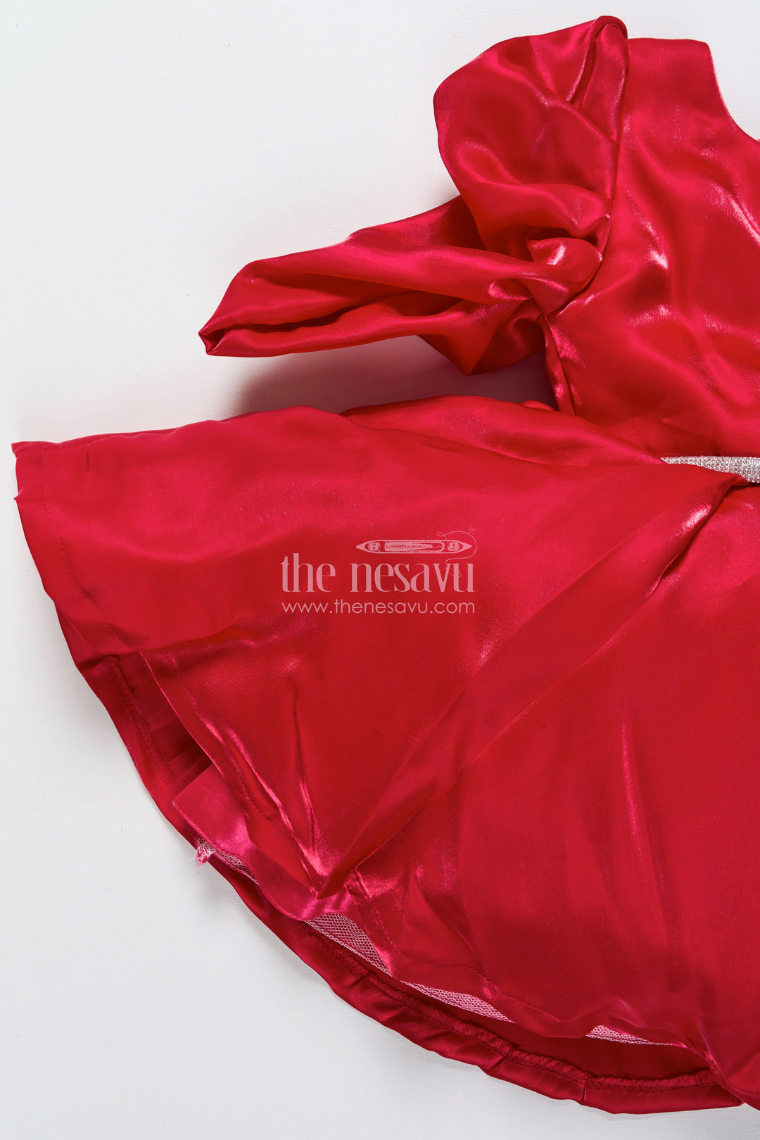 The Nesavu Girls Fancy Party Frock Baby Girl Fancy Frock for Birthday Celebrations and Party Moments Nesavu Nesavu baby girl party frock satin fabric embellished stone belt birthdays