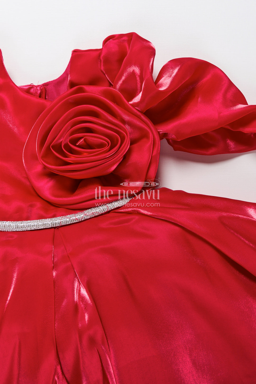 The Nesavu Girls Fancy Party Frock Baby Girl Fancy Frock for Birthday Celebrations and Party Moments Nesavu Nesavu baby girl party frock satin fabric embellished stone belt birthdays