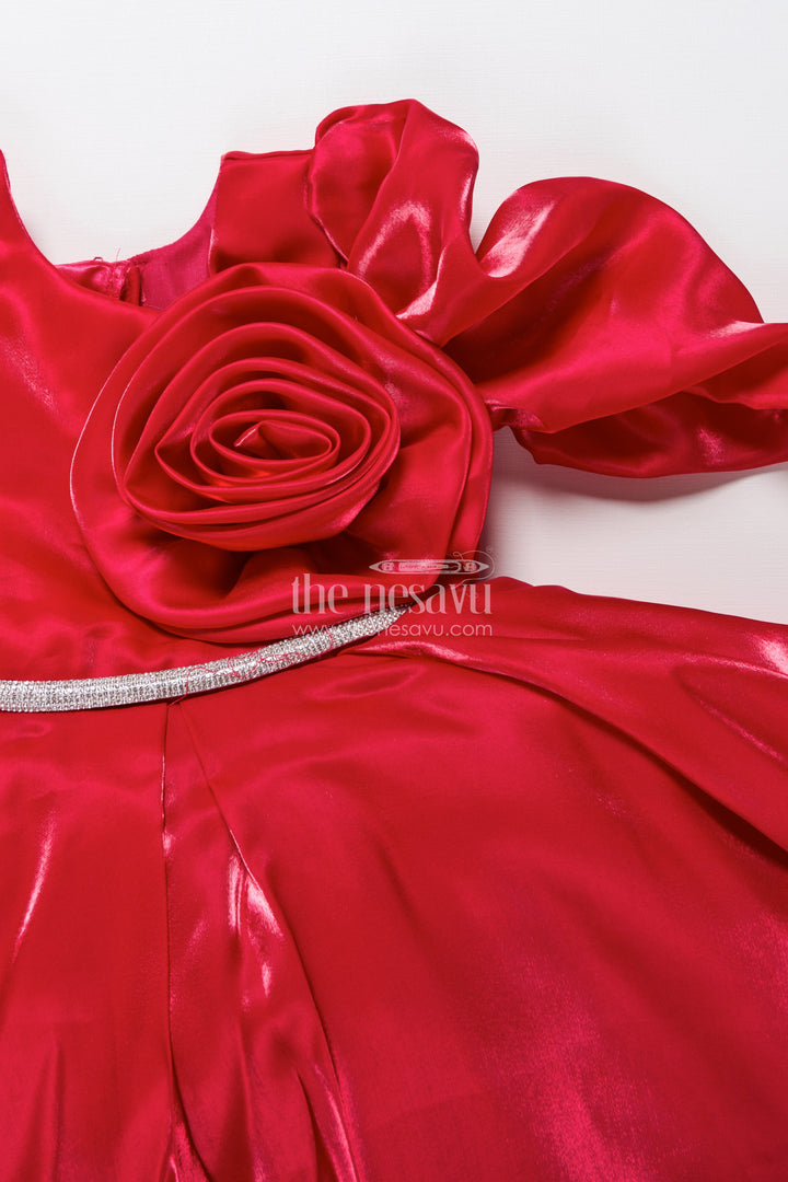 The Nesavu Girls Fancy Party Frock Baby Girl Fancy Frock for Birthday Celebrations and Party Moments Nesavu Nesavu baby girl party frock satin fabric embellished stone belt birthdays