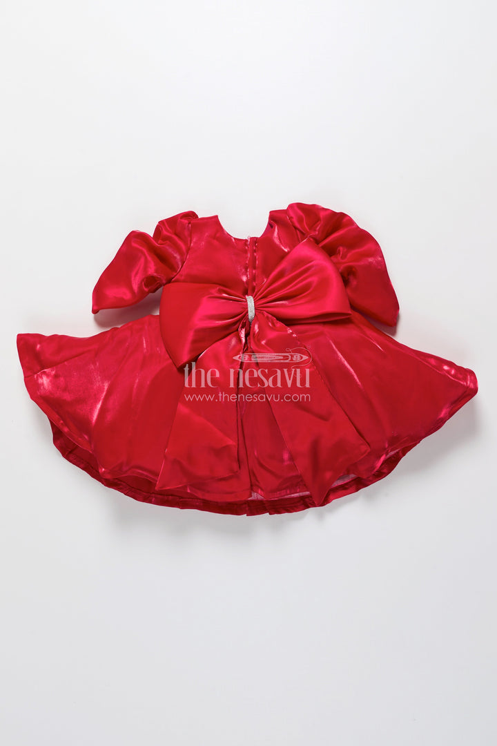 The Nesavu Girls Fancy Party Frock Baby Girl Fancy Frock for Birthday Celebrations and Party Moments Nesavu Nesavu baby girl party frock satin fabric embellished stone belt birthdays
