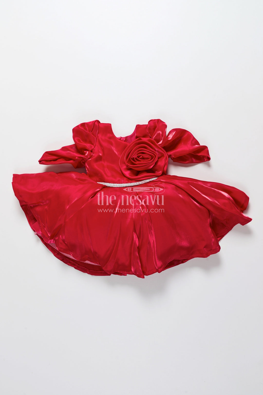 The Nesavu Girls Fancy Party Frock Baby Girl Fancy Frock for Birthday Celebrations and Party Moments Nesavu Nesavu baby girl party frock satin fabric embellished stone belt birthdays