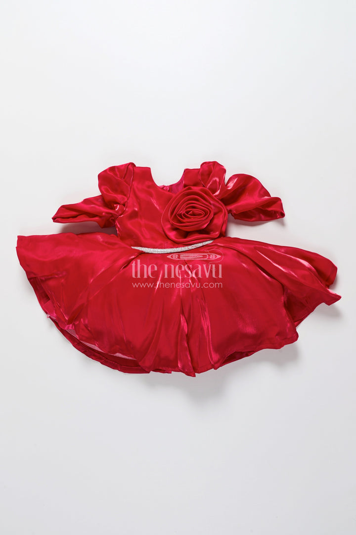 The Nesavu Girls Fancy Party Frock Baby Girl Fancy Frock for Birthday Celebrations and Party Moments Nesavu Nesavu baby girl party frock satin fabric embellished stone belt birthdays