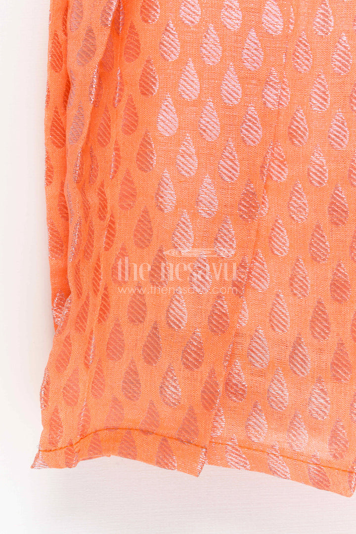 The Nesavu Tie-up Frock Baby Girl Festive Frock for Birthdays and Cultural Celebrations Nesavu Nesavu Baby Girl Festive Tie Up Frock With Peach Woven Skirt For Birthdays And Celebrations
