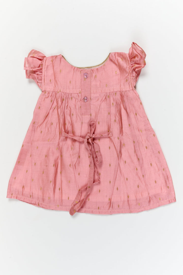 The Nesavu Girls Chanderi Frock Baby Girl Festive Frock for Birthdays and Special Events Nesavu Nesavu baby girl festive frock in viscose silk with butti design for birthdays and traditional functions