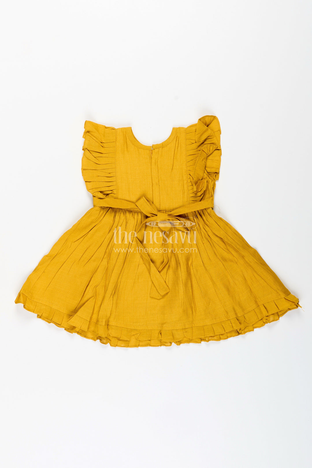 The Nesavu Girls Chanderi Frock Baby Girl Festive Frock with Bird Embroidery for Functions and Parties Nesavu Nesavu baby girl festive frock bird floral embroidery birthdays ethnic events