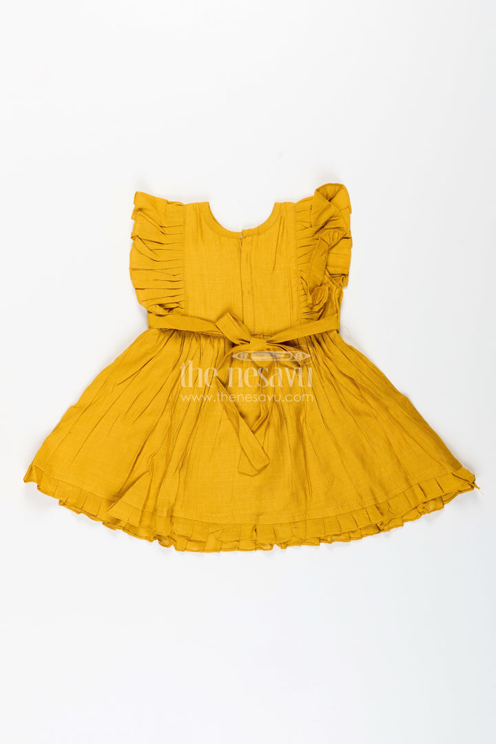 The Nesavu Girls Chanderi Frock Baby Girl Festive Frock with Bird Embroidery for Functions and Parties Nesavu Nesavu baby girl festive frock bird floral embroidery birthdays ethnic events