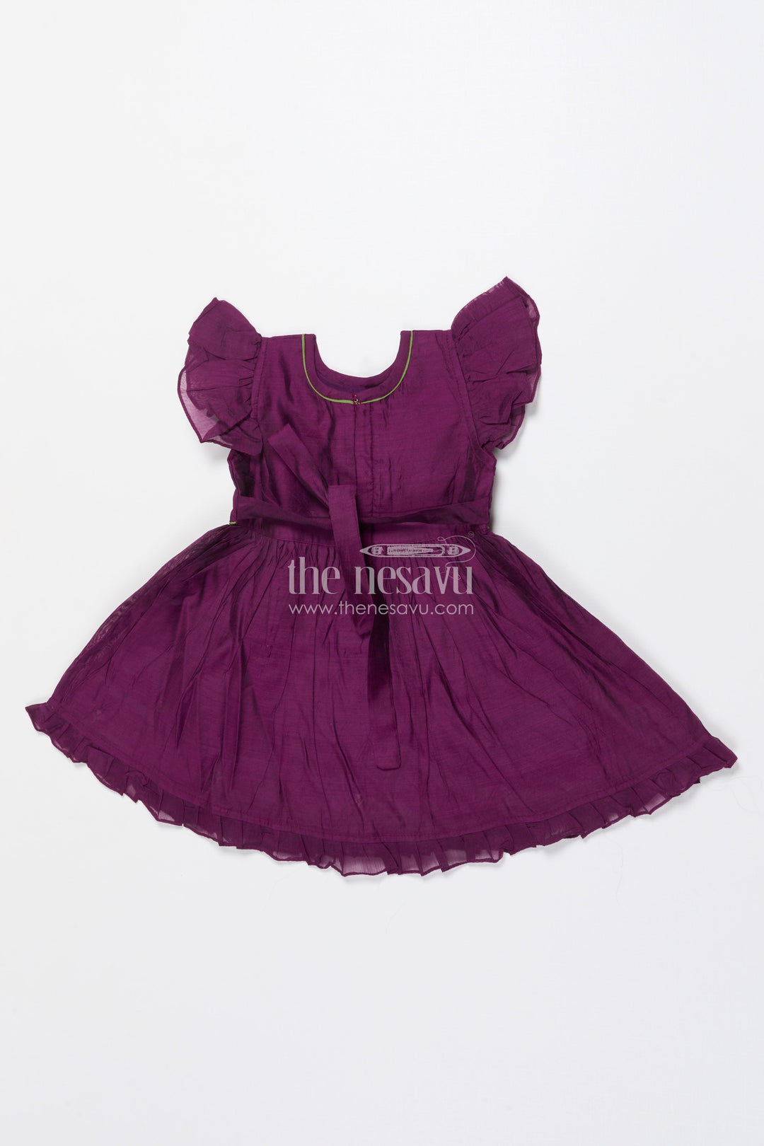 The Nesavu Girls Chanderi Frock Baby Girl Festive Frock with Embroidery for Traditional Occasions Nesavu Nesavu baby girl chanderi cotton frock embroidery naming ceremony festive occasions