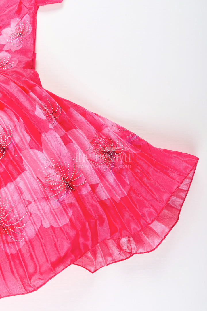 The Nesavu Silk Frock Baby girl festive frock with mirror work for birthdays and ethnic events Nesavu Nesavu baby girl festive frock mirror embroidery floral print  perfect birthdays