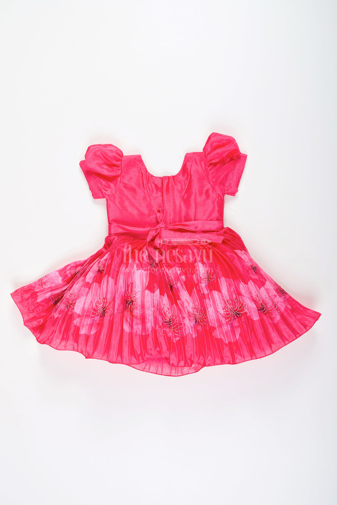 The Nesavu Silk Frock Baby girl festive frock with mirror work for birthdays and ethnic events Nesavu Nesavu baby girl festive frock mirror embroidery floral print  perfect birthdays