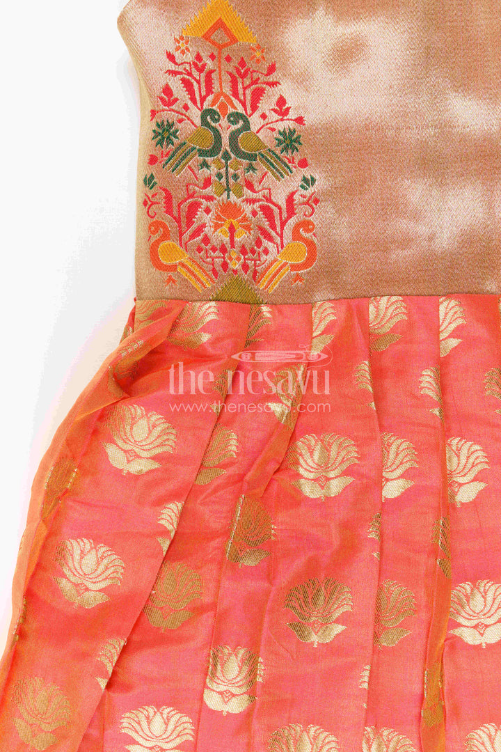 The Nesavu Silk Frock Baby Girl Festive Silk Frock for Birthdays and Special Occasions Nesavu Nesavu Baby Girl Festive Silk Frock For Birthdays Semi Banaras Paithani Border Traditional Outfit