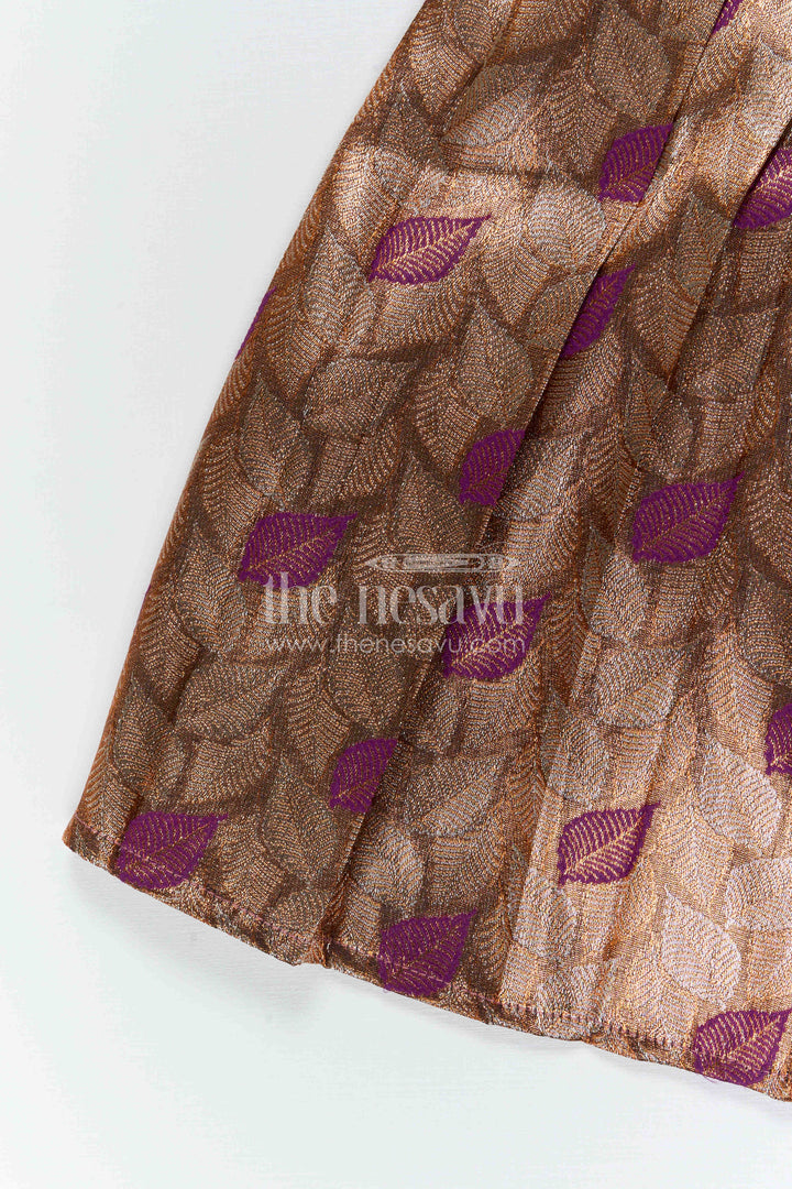 The Nesavu Tie-up Frock Baby Girl Festive Tie up Frock for Wedding Celebrations Nesavu Nesavu Baby Girl Tie Up Frock With Woven Semi Banaras Skirt For Festive Occasions