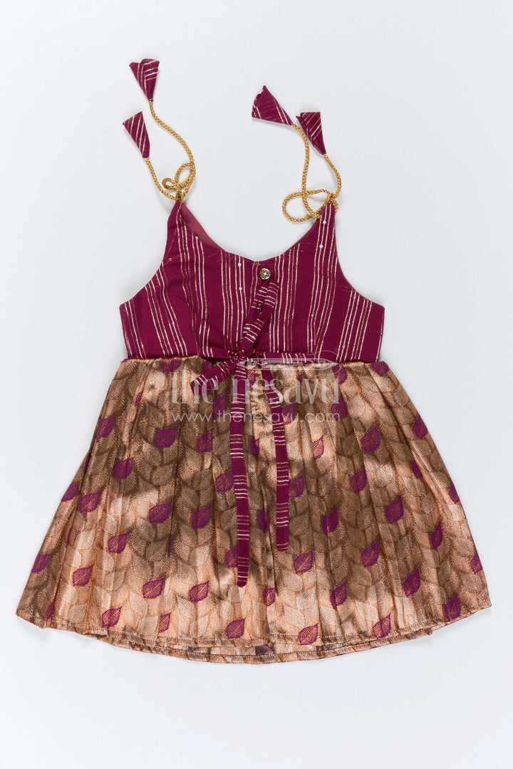 The Nesavu Tie-up Frock Baby Girl Festive Tie up Frock for Wedding Celebrations Nesavu Nesavu Baby Girl Tie Up Frock With Woven Semi Banaras Skirt For Festive Occasions