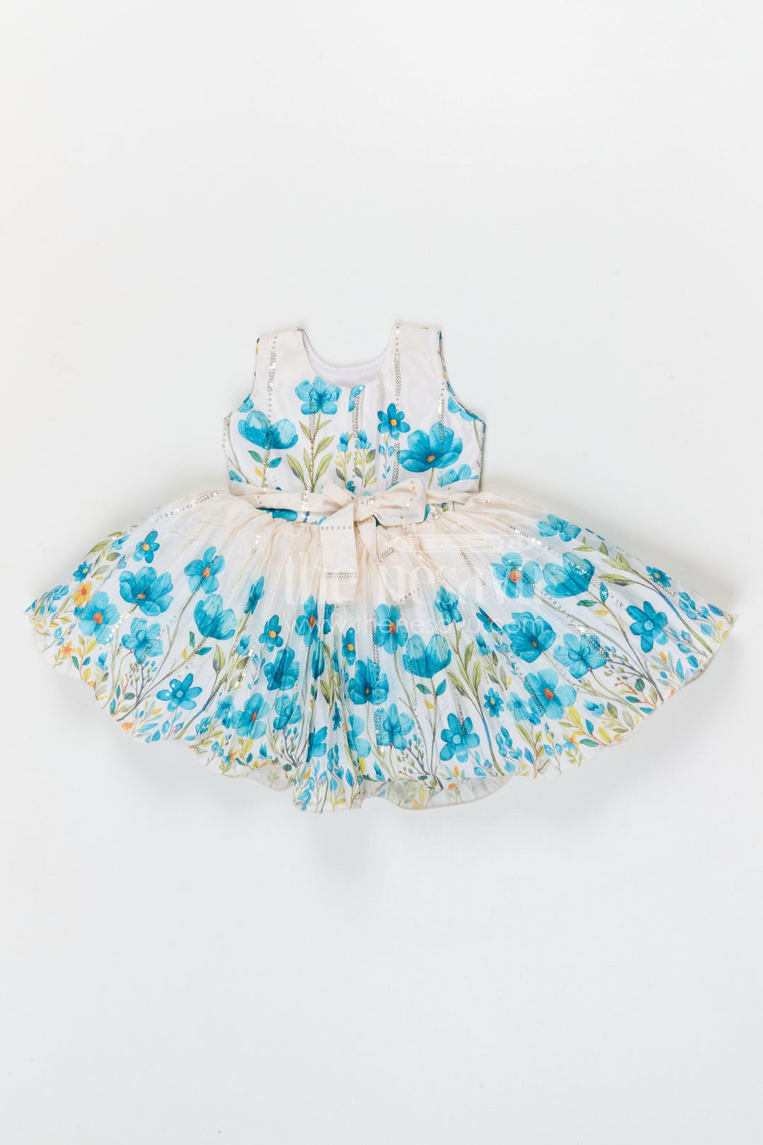 The Nesavu Silk Frock Baby Girl Floral Frock for Birthday Party and Festive Photos Nesavu Nesavu baby girl floral birthday party frock chinnon silk digital print festive dress for kids