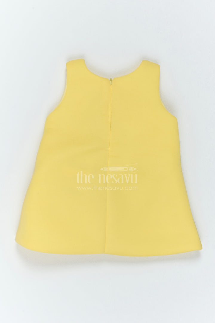 The Nesavu Girls Fancy Party Frock Baby Girl Flower Applique Dress for Birthday Outings and Family Parties Nesavu Nesavu Baby Girl Flower Applique Scuba Dress For Birthday Outings Family Parties And Milestone Moments
