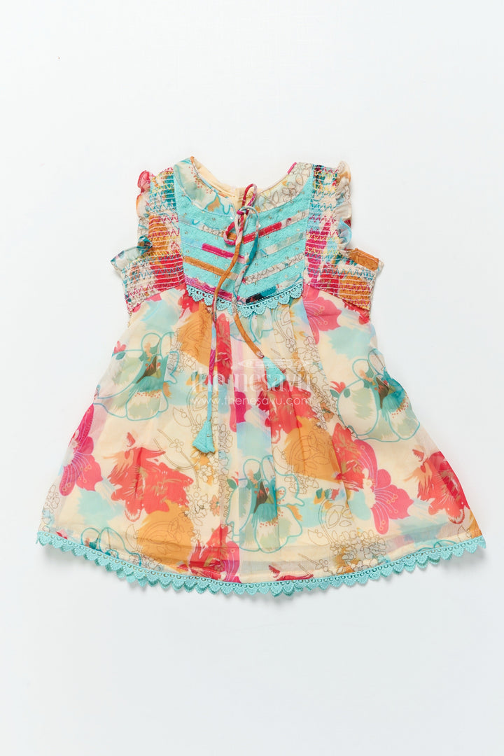 The Nesavu Baby Frocks Baby Girl Frock for Birthday and Festive Celebrations Nesavu 14 (6M) / Multicolor BFJ811A-14 Nesavu baby girl georgette frock floral print  ideal birthdays special occasions