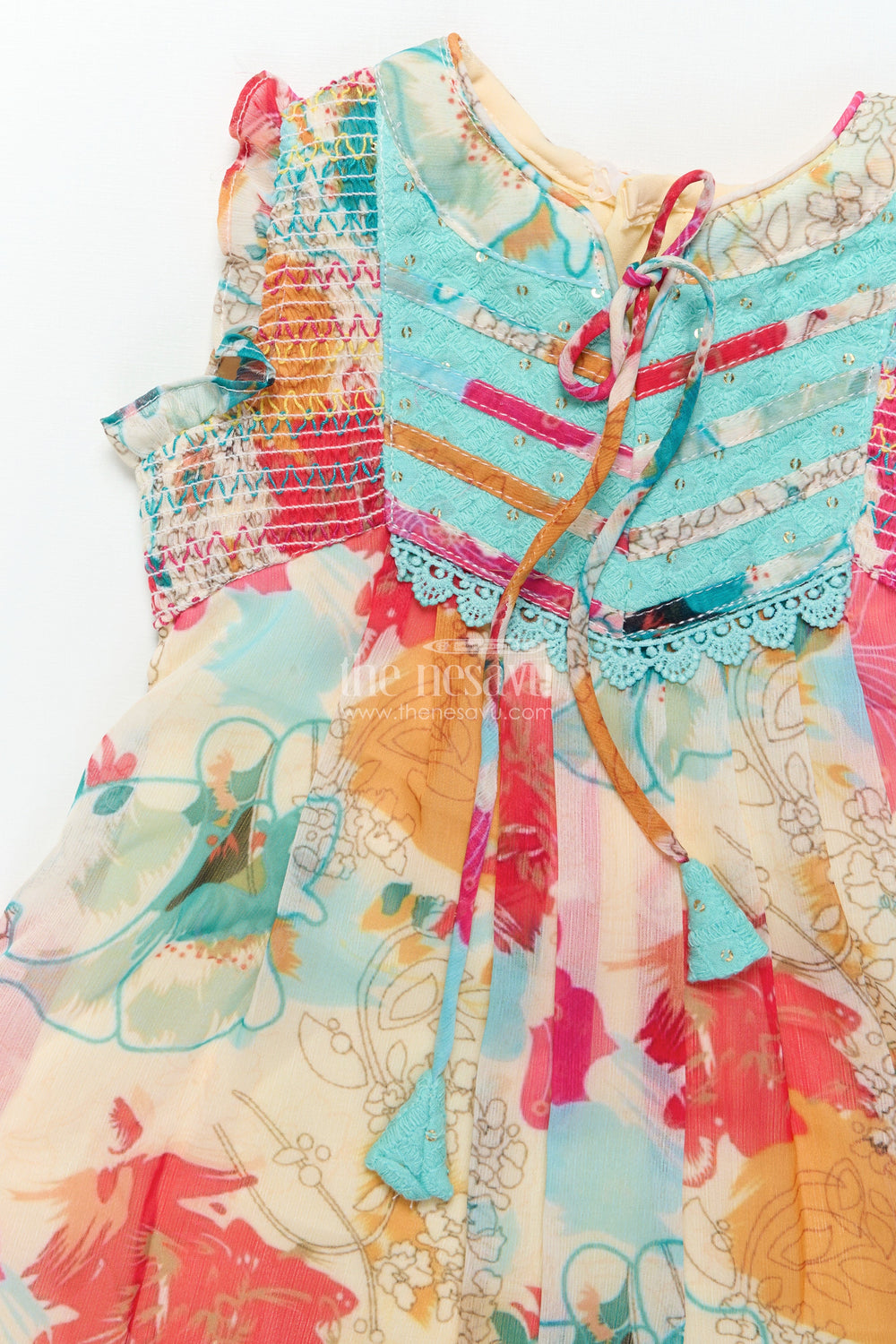 The Nesavu Baby Frocks Baby Girl Frock for Birthday and Festive Celebrations Nesavu Nesavu baby girl georgette frock floral print  ideal birthdays special occasions