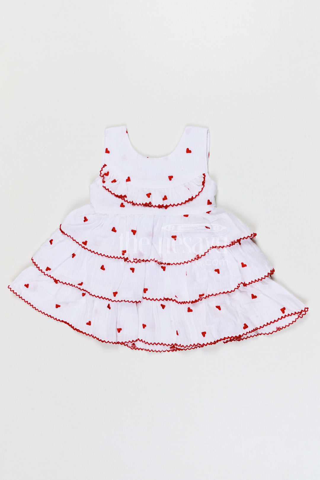 The Nesavu Baby Cotton Frocks Baby Girl Frock for Birthday Celebration and Family Photos Nesavu 14 (6M) / Half white / Muslin Cotton BFJ972B-14 Nesavu baby girl muslin cotton frock with thread embroidery for birthday celebration and photoshoots