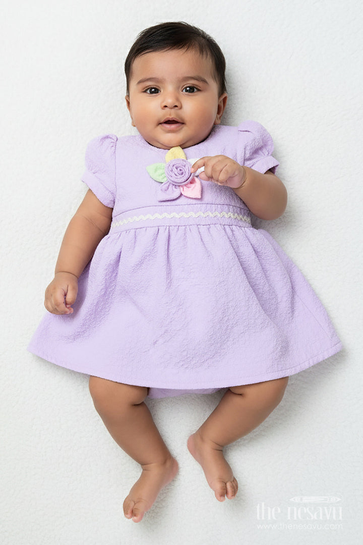 The Nesavu Baby Cotton Frocks Baby Girl Frock for Birthday Parties and Everyday Play Nesavu 14 (6M) / Purple GFC1904C-14 Nesavu baby girl frock floral embellishments birthdays everyday comfort
