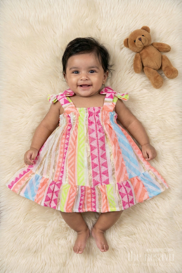 The Nesavu Baby Frocks Baby Girl Frock for Birthday Parties and Family Photos Nesavu 14 (6M) / Multicolor BFJ908A-14 Nesavu baby girl frock with colorful prints for birthday parties and special photoshoots