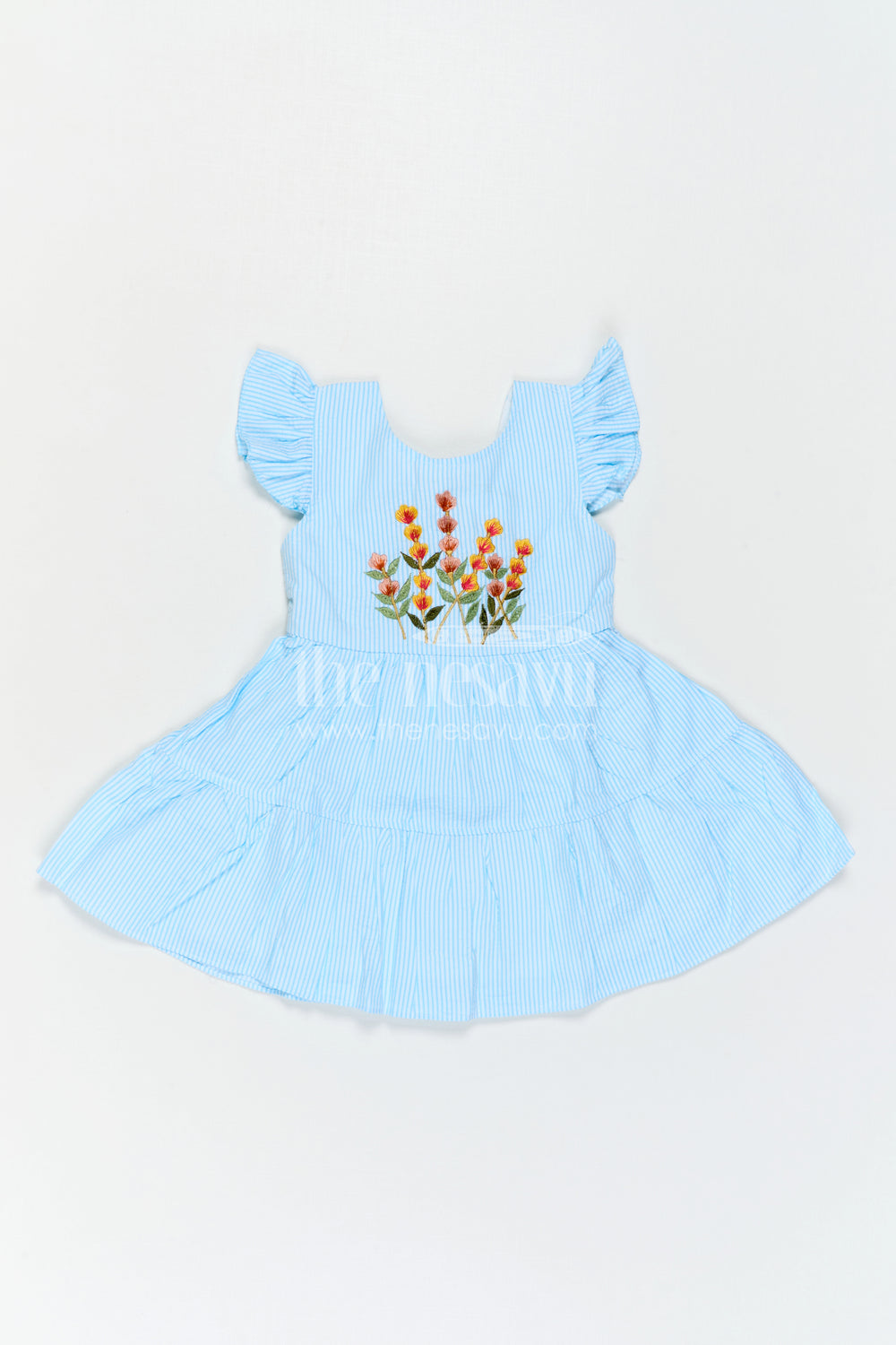 The Nesavu Baby Cotton Frocks Baby Girl Frock for Birthday Parties and Special Outings Nesavu Nesavu Baby Girl Sheer Cotton Frock For Birthday Parties With Embroidery And Tiered Flare Design