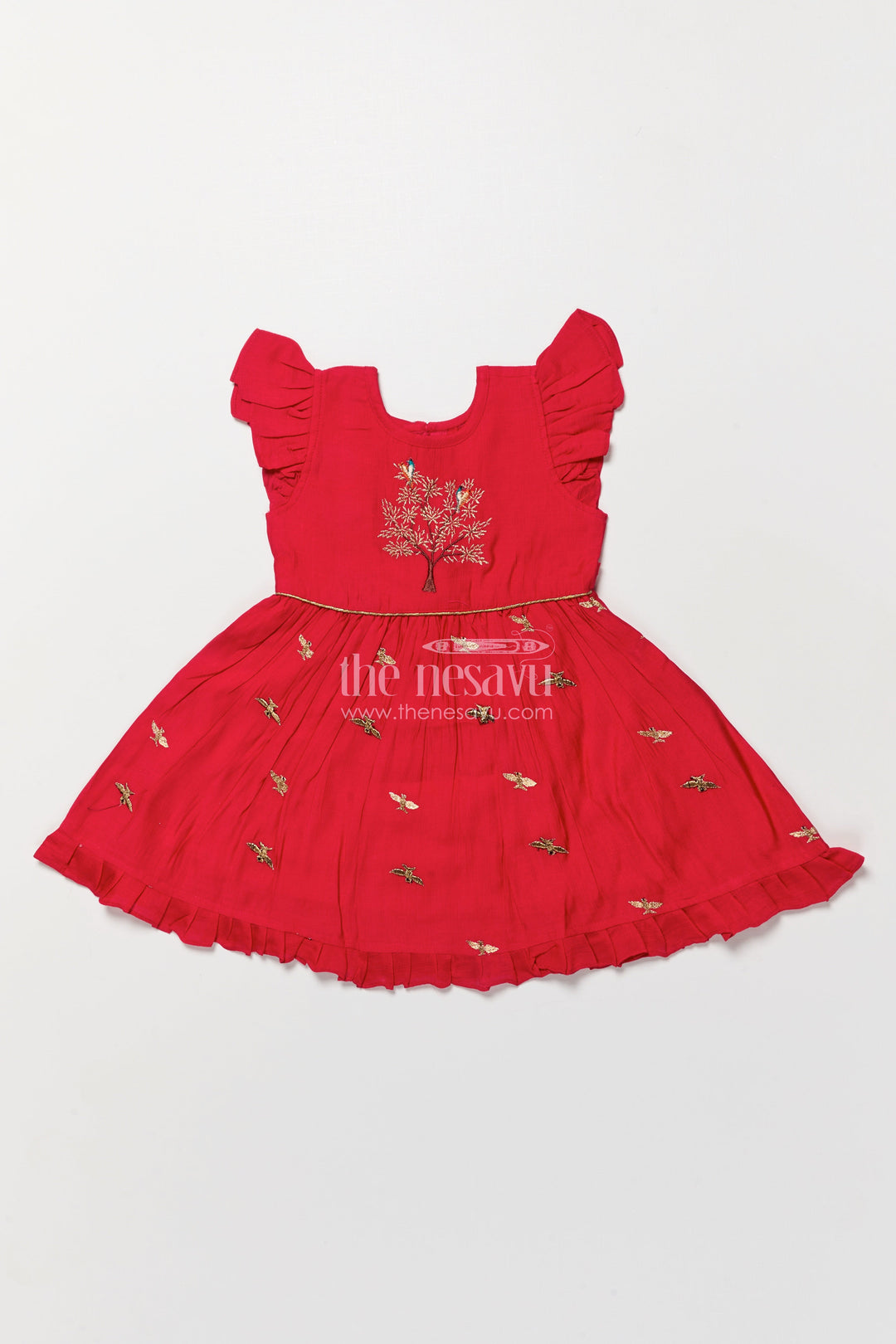 The Nesavu Girls Chanderi Frock Baby Girl Frock for Birthday Party and Ethnic Celebrations Nesavu Nesavu baby girl frock birthday parties festive gatherings ethnic day wear