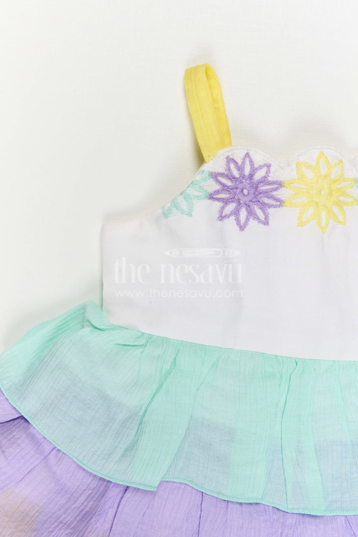 The Nesavu Baby Cotton Frocks Baby Girl Frock for Daily Wear and Play Nesavu Nesavu Baby Girl Cotton Frock For Daily Wear With Thread Embroidery Sleeveless Layered Design