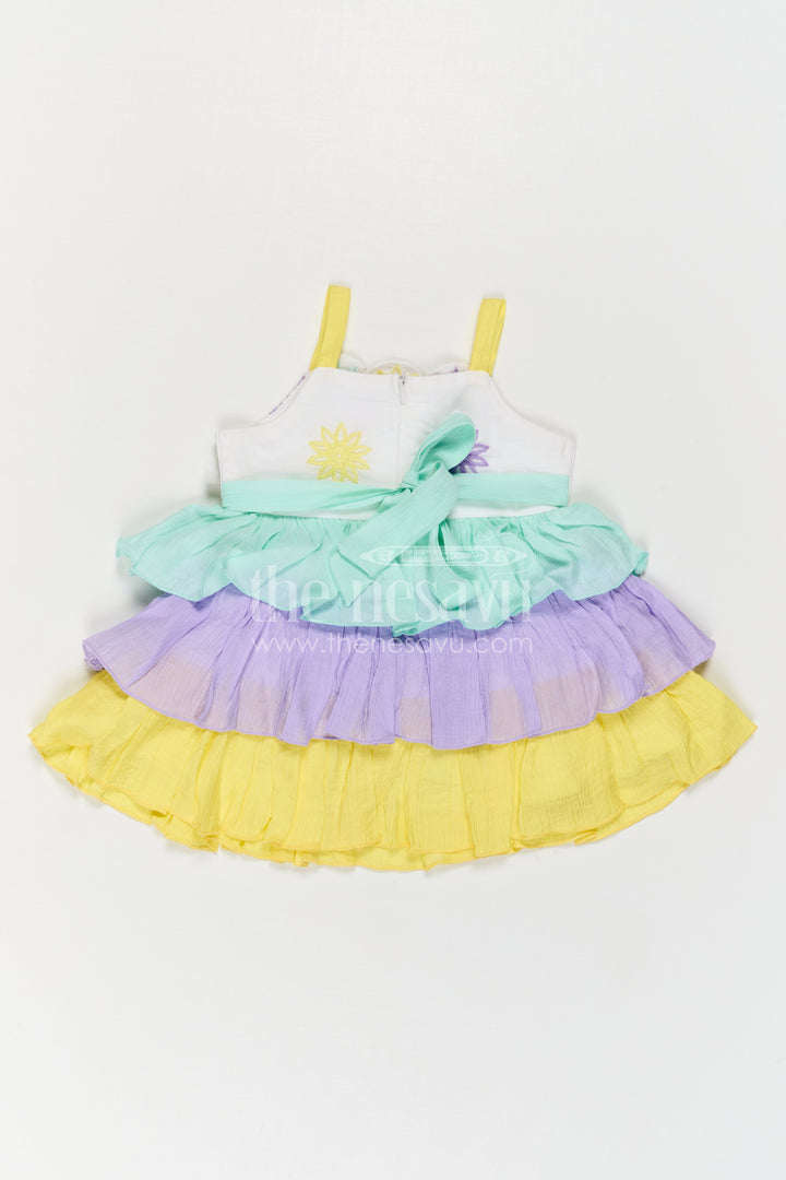 The Nesavu Baby Cotton Frocks Baby Girl Frock for Daily Wear and Play Nesavu Nesavu Baby Girl Cotton Frock For Daily Wear With Thread Embroidery Sleeveless Layered Design