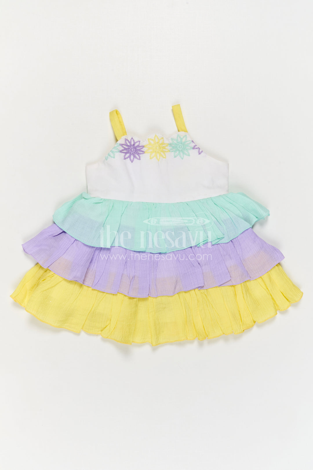 The Nesavu Baby Cotton Frocks Baby Girl Frock for Daily Wear and Play Nesavu Nesavu Baby Girl Cotton Frock For Daily Wear With Thread Embroidery Sleeveless Layered Design