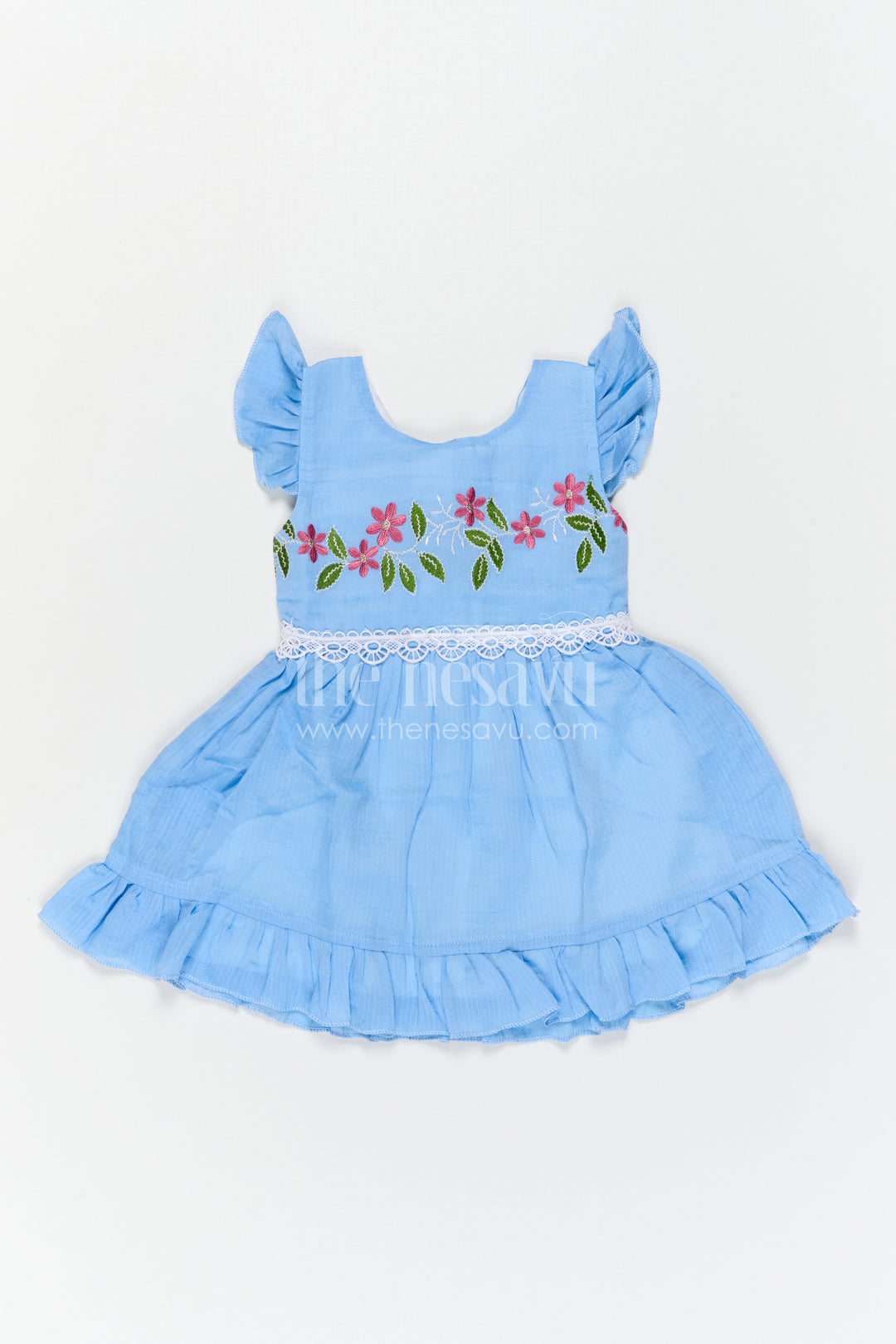 The Nesavu Baby Cotton Frocks Baby Girl Frock for Daily Wear and Playtime Comfort Nesavu Nesavu Baby Girl Cotton Frock For Daily Wear And Playtime With Floral Embroidery And Soft Frill Design