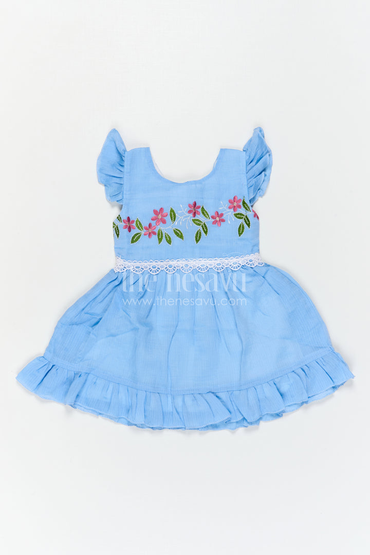 The Nesavu Baby Cotton Frocks Baby Girl Frock for Daily Wear and Playtime Comfort Nesavu Nesavu Baby Girl Cotton Frock For Daily Wear And Playtime With Floral Embroidery And Soft Frill Design