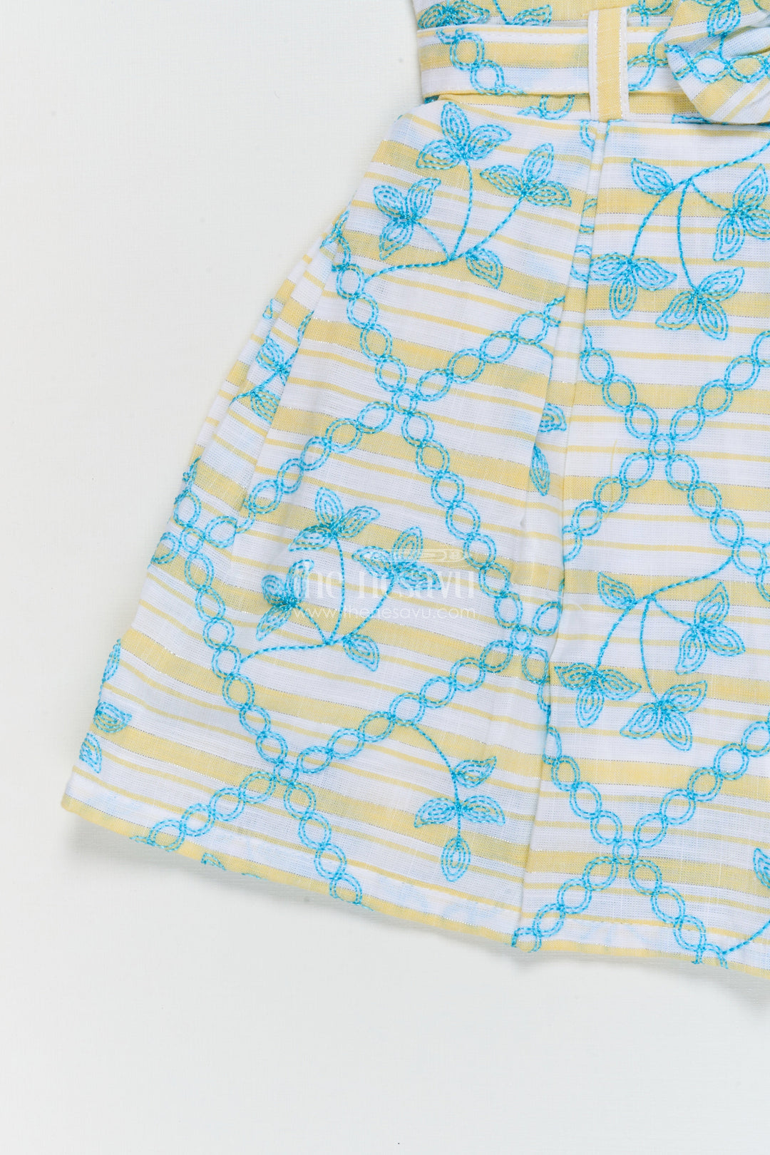 The Nesavu Baby Cotton Frocks Baby Girl Frock for Daywear and Playful Occasions Nesavu 14 (6M) / Yellow / Cotton BFJ922B-14 Nesavu cotton frock for baby girls with thread embroidery – ideal for playful daywear and casual moments