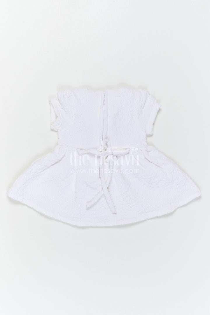 The Nesavu Baby Frocks Baby Girl Frock for Everyday Outings and Playful Comfort Nesavu Nesavu Baby Girl Frock For Everyday Outings And Playtime With Popcorn Fabric And Floral Embellishment