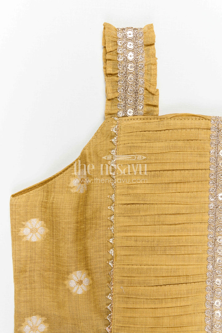 The Nesavu Girls Cotton Frock Baby Girl Frock for Festive Wear and Family Celebrations Nesavu Nesavu Baby Girl Cotton Jacquard Frock For Festive Wear And Family Celebrations In Breathable Green Fabric