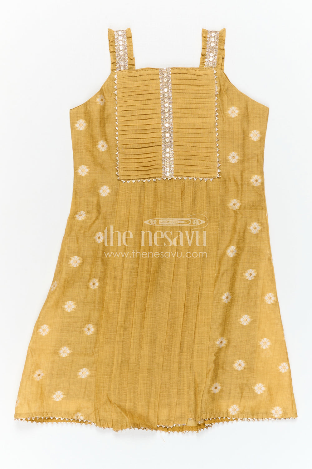 The Nesavu Girls Cotton Frock Baby Girl Frock for Festive Wear and Family Celebrations Nesavu Nesavu Baby Girl Cotton Jacquard Frock For Festive Wear And Family Celebrations In Breathable Green Fabric