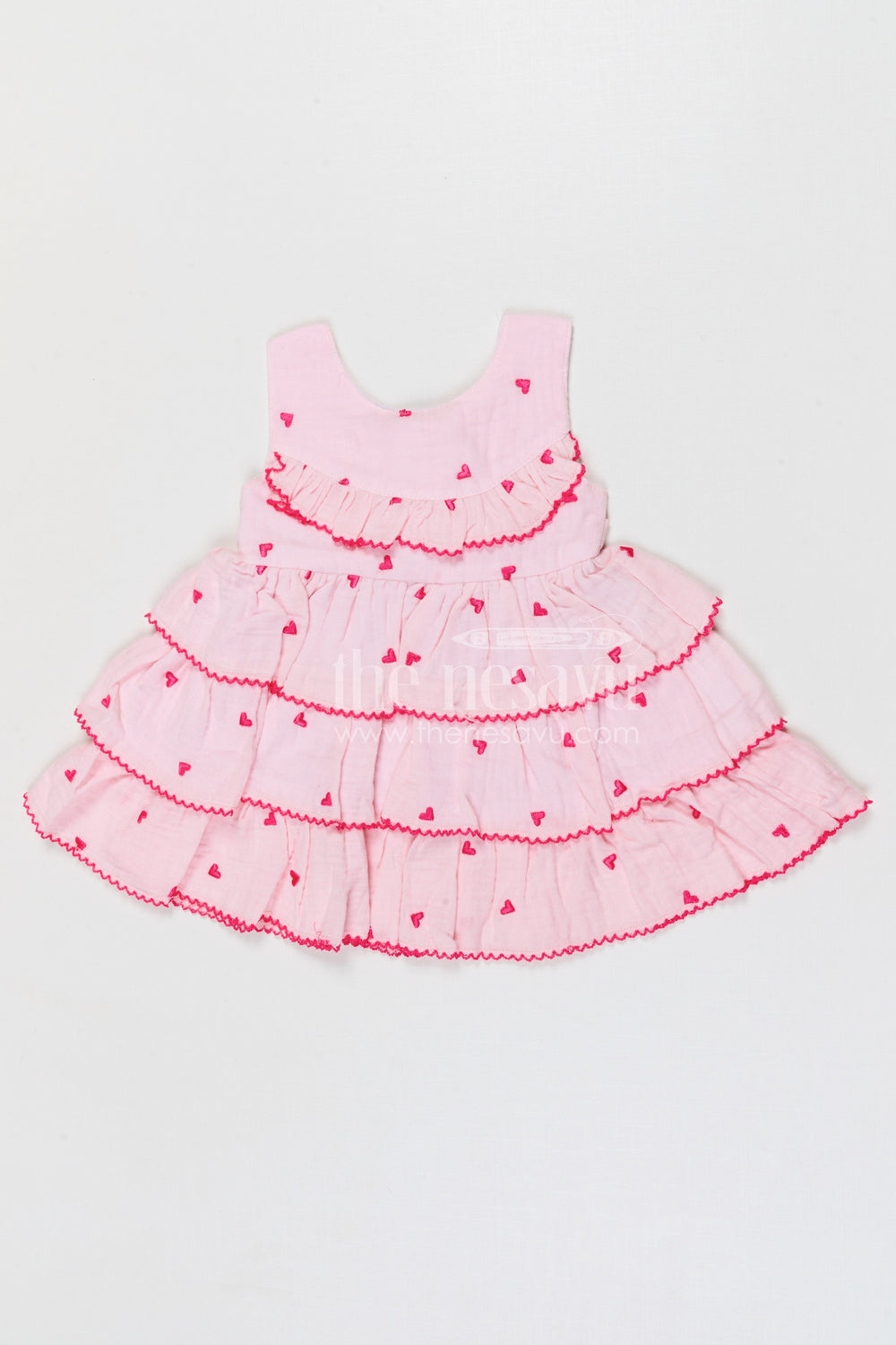 The Nesavu Baby Cotton Frocks Baby Girl Frock for First Birthday and Naming Ceremony Nesavu 14 (6M) / Half white / Muslin Cotton BFJ972A-14 Nesavu baby girl muslin cotton frock with thread embroidery for birthday celebration and photoshoots