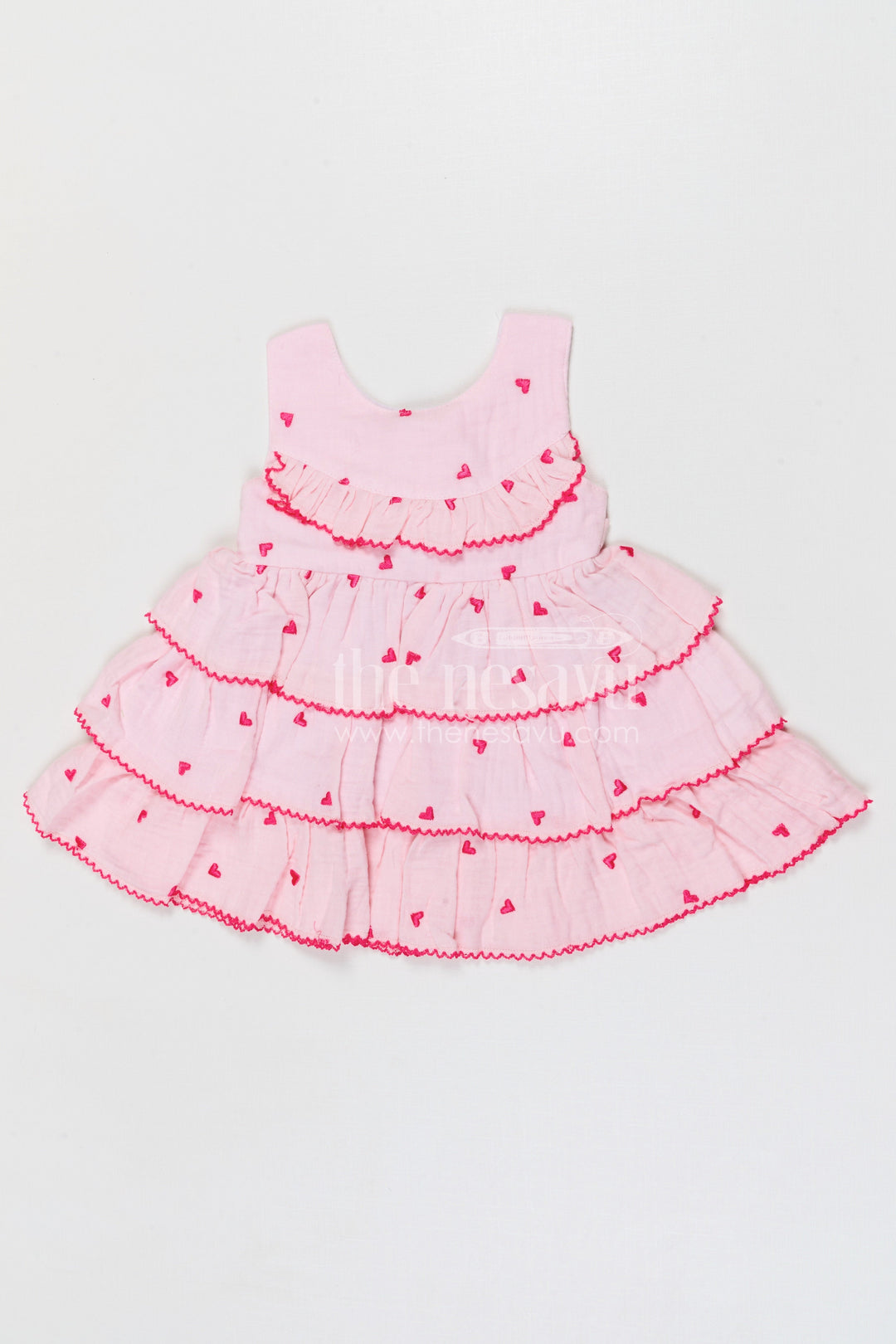 The Nesavu Baby Cotton Frocks Baby Girl Frock for First Birthday and Naming Ceremony Nesavu 14 (6M) / Half white / Muslin Cotton BFJ972A-14 Nesavu baby girl muslin cotton frock with thread embroidery for birthday celebration and photoshoots