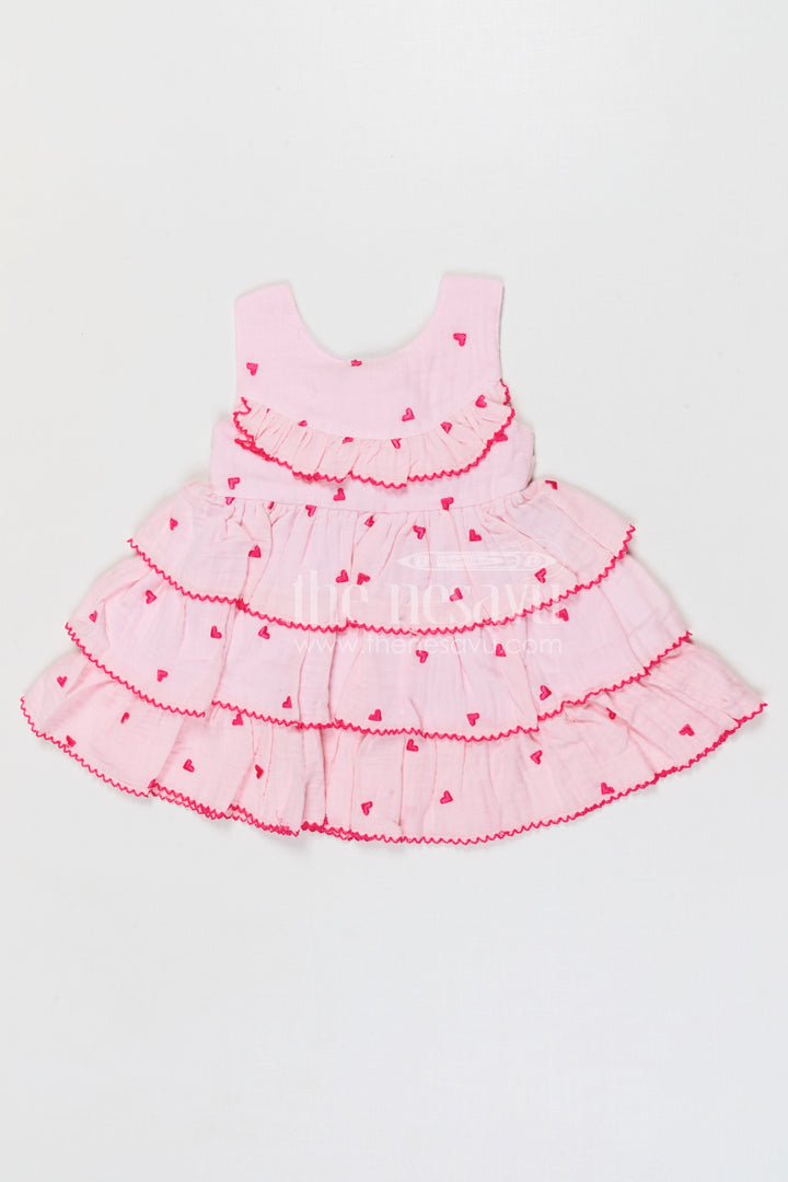 The Nesavu Baby Cotton Frocks Baby Girl Frock for First Birthday and Naming Ceremony Nesavu 14 (6M) / Half white / Muslin Cotton BFJ972A-14 Nesavu baby girl muslin cotton frock with thread embroidery for birthday celebration and photoshoots