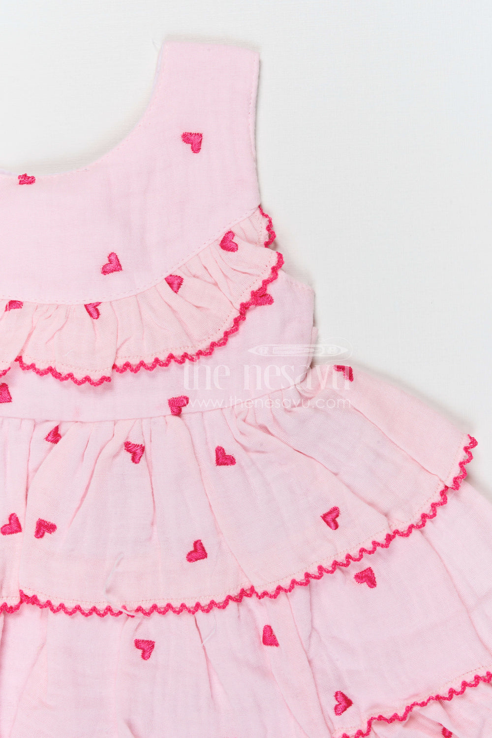 The Nesavu Baby Cotton Frocks Baby Girl Frock for First Birthday and Naming Ceremony Nesavu Nesavu baby girl muslin cotton frock with thread embroidery for birthday celebration and photoshoots