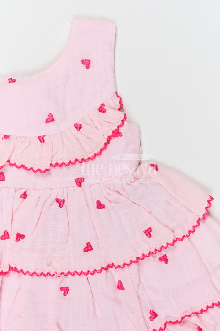 The Nesavu Baby Cotton Frocks Baby Girl Frock for First Birthday and Naming Ceremony Nesavu Nesavu baby girl muslin cotton frock with thread embroidery for birthday celebration and photoshoots