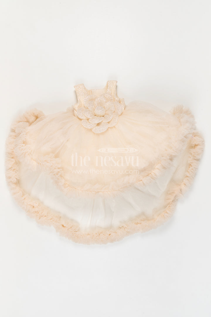 The Nesavu Girls Fancy Party Frock Baby Girl Frock for First Birthday and Photoshoot Moments Nesavu Nesavu Baby Girl Net Party Frock For First Birthday And Photoshoot With Shimmer Yoke And Layered Flare