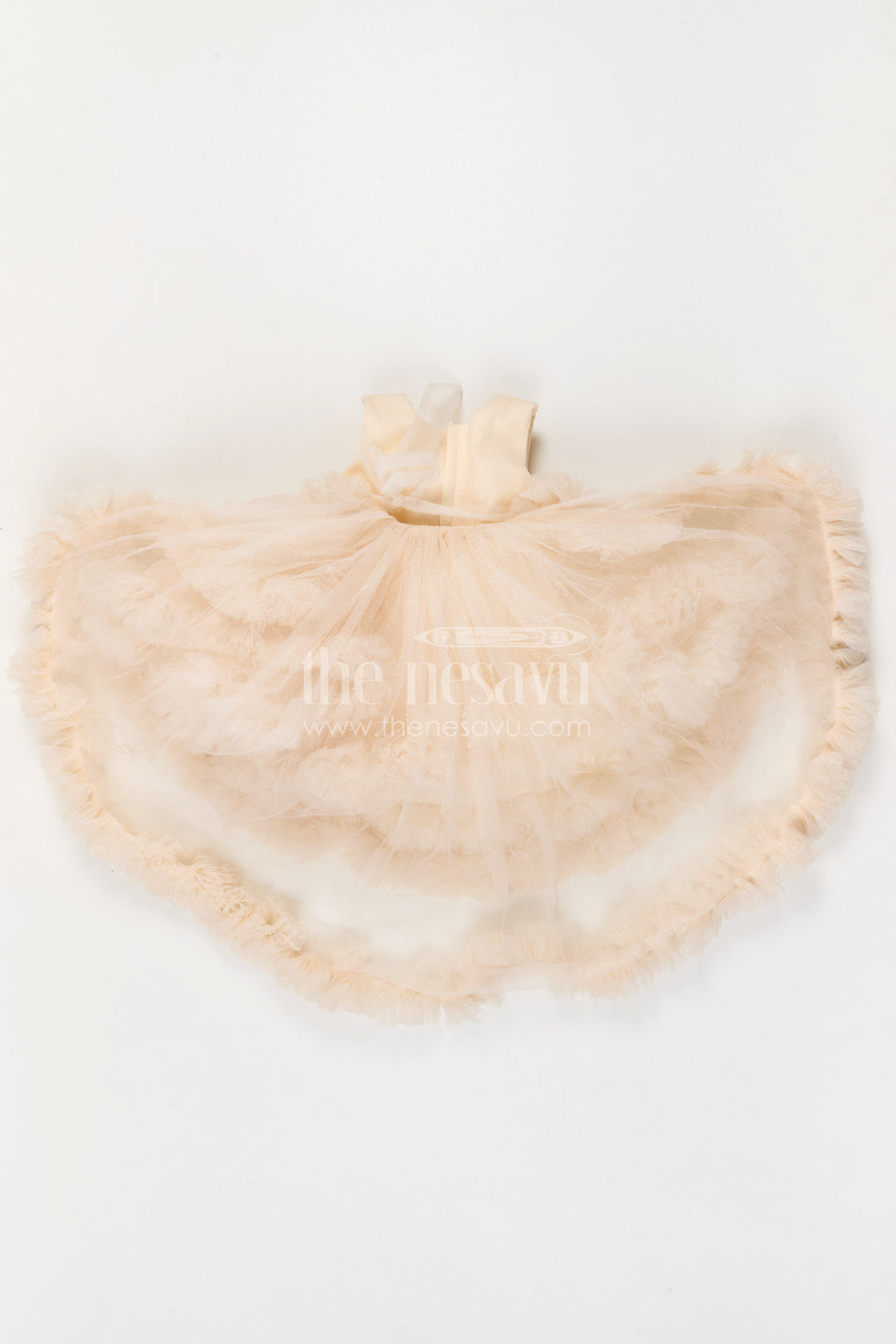The Nesavu Girls Fancy Party Frock Baby Girl Frock for First Birthday and Photoshoot Moments Nesavu Nesavu Baby Girl Net Party Frock For First Birthday And Photoshoot With Shimmer Yoke And Layered Flare