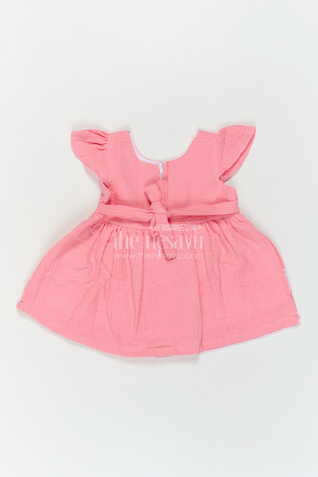 The Nesavu Baby Cotton Frocks Baby Girl Frock for First Birthdays and Special Outings Nesavu Nesavu Baby Girl Muslin Cotton Frock For First Birthday And Outings With Thread Embroidery Soft Outfit